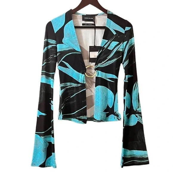 Louisa Ballou Cardigan Long Sleeve Ribbed Knit Y2K 90s Vintage Top Shirt Sz S - Picture 5 of 9